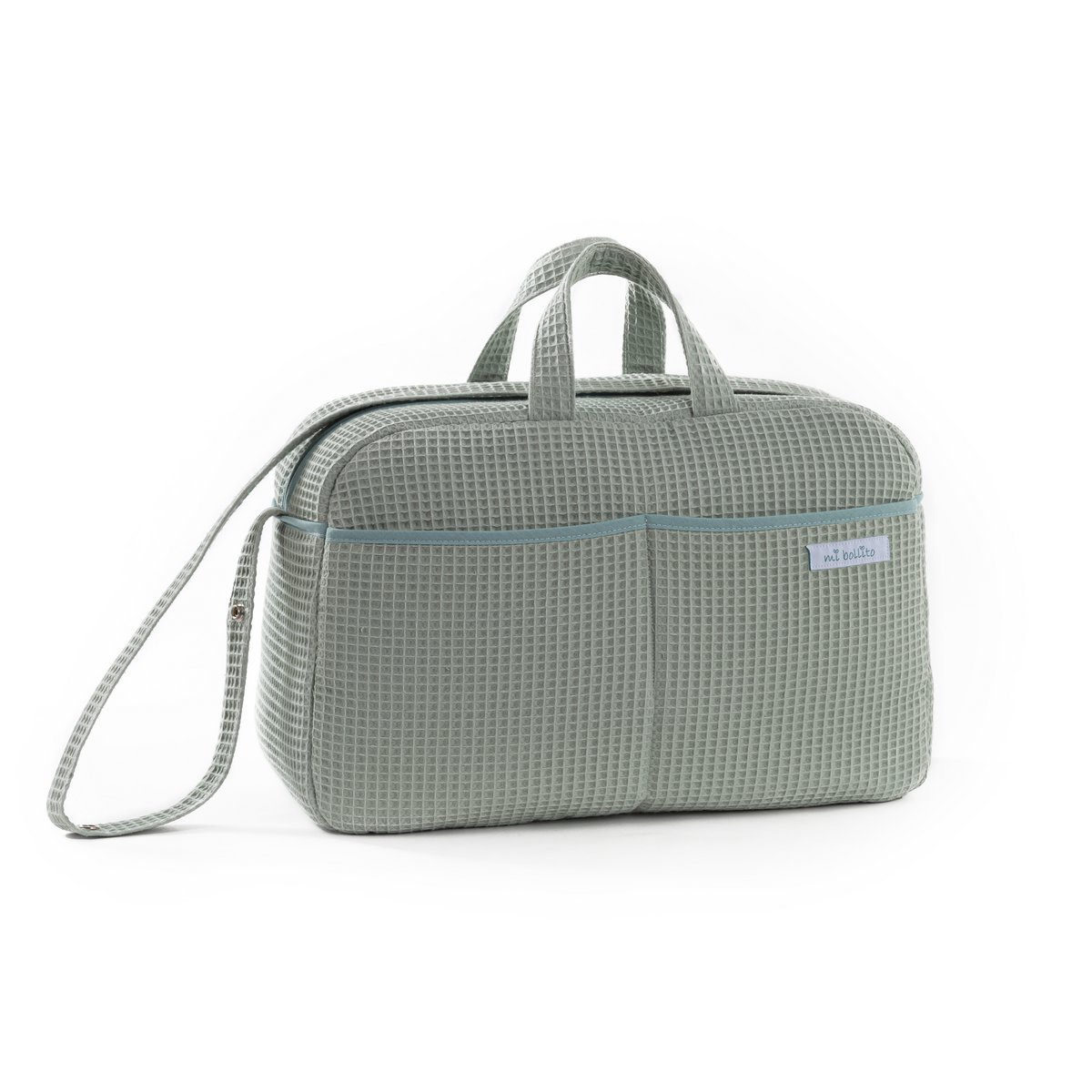 Umhänge-Umstandstasche für Kinderwagen und Krankenhaus. Praktische und elegante Organizer-Tasche mit großem Fassungsvermögen. Produkt hergestellt in Spanien.