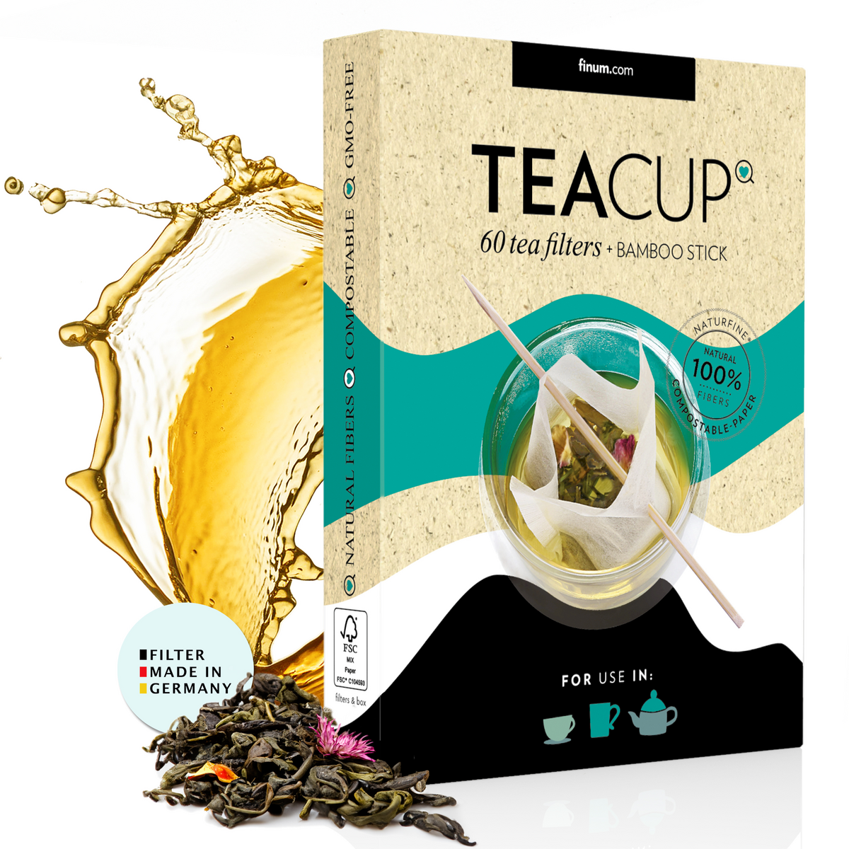 TEACUP, Tea Filters + Bambusstick