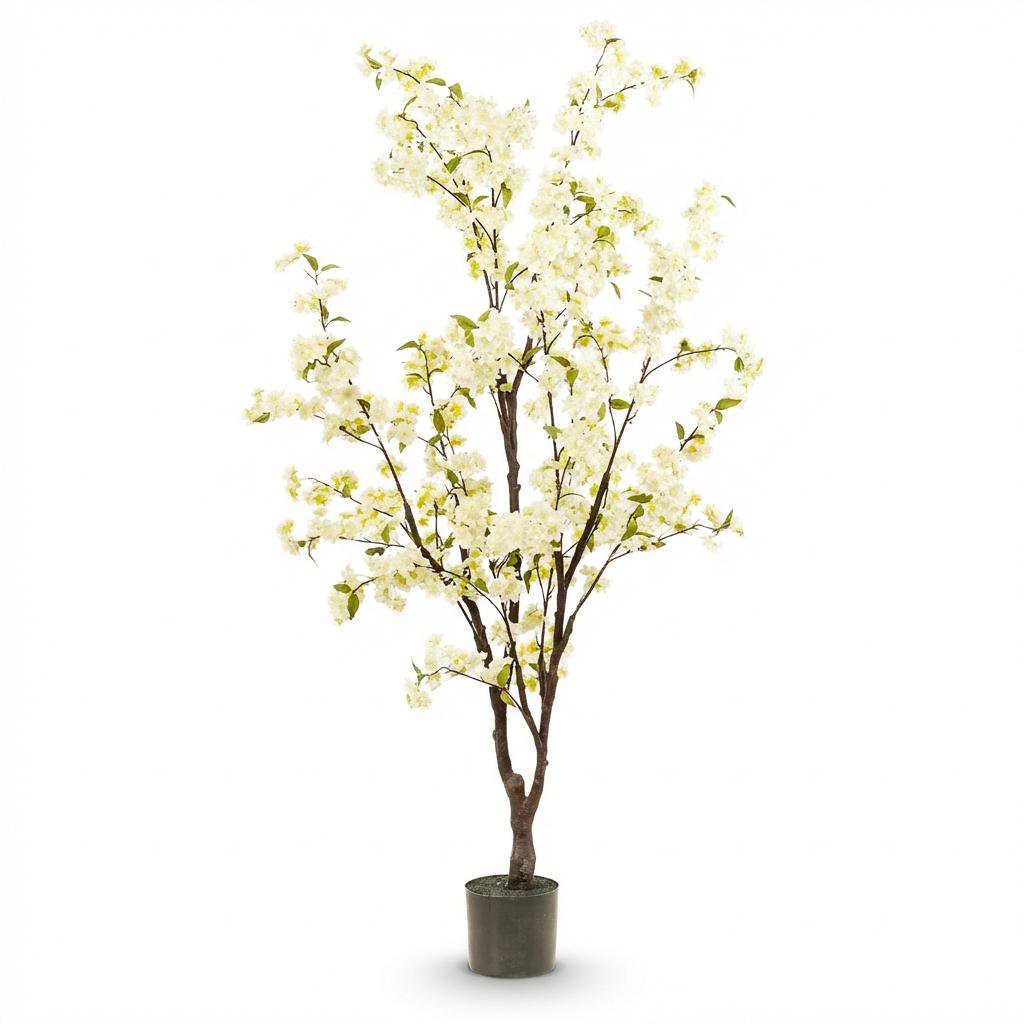 Kunstig plante - Prunus - Kirsebærblomst - Hvid - 175cm