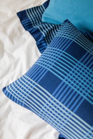 Ruth Pillow Blue, Soft Jacquard Knitted Cotton