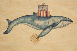 wooden postcard greetings 2 LM whale