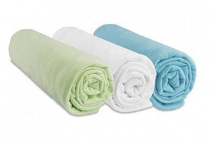 Set of 3 100% Cotton Jersey Fitted Sheets - 70x160cm - Anise-White-Turquoise