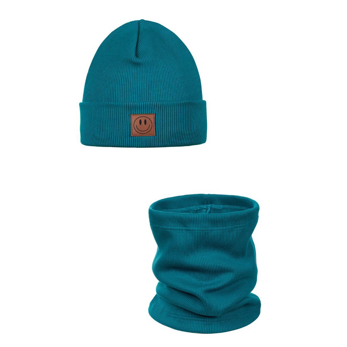 Set aus Mütze und Schal von SMILE – Baumwolle – Blaugrün