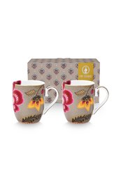 Set/2 Mugs Small Blooming Tales Fantasy Khaki