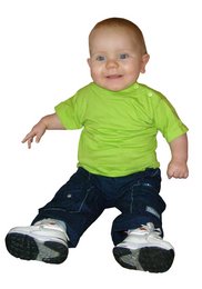Lime green baby t-shirt in sizes 50, 62, 74, and 86. Made of soft, comfortable material for infants.