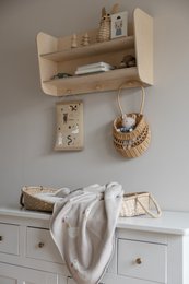 Gebreide katoenen babydeken, beige ganzen