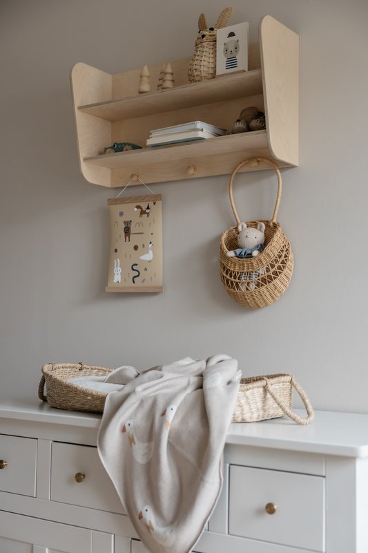 Gebreide katoenen babydeken, beige ganzen