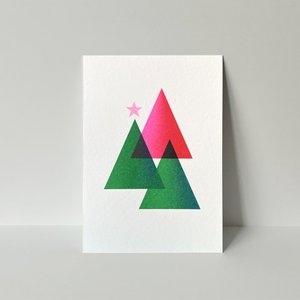 Riso-ansichtkaart, kerstkaart, Gradient Christmas No.4, risografie, DIN A6