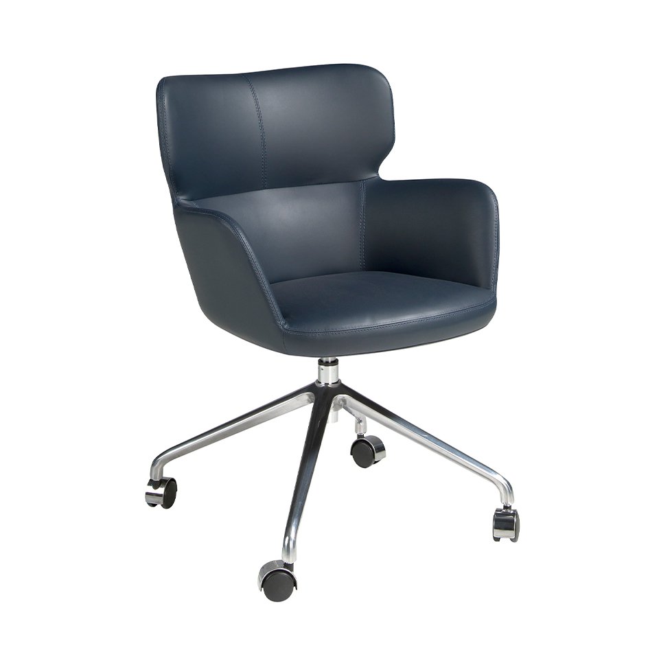 Blue leatherette swivel office chair 4110