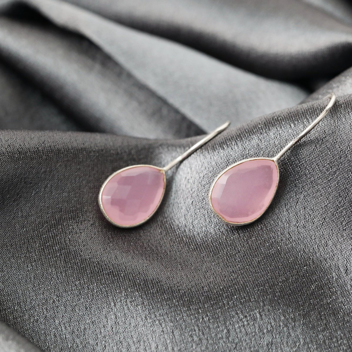 925 sterling zilveren rozenkwarts oorbellen - elegante edelsteen sieraden OHR925-102
