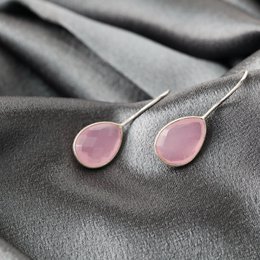 925 sterling zilveren rozenkwarts oorbellen - elegante edelsteen sieraden OHR925-102