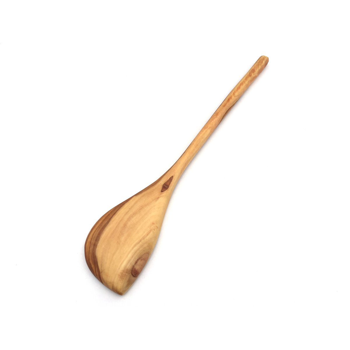 Cuchara de cocina con mango puntiagudo y redondo de madera de olivo