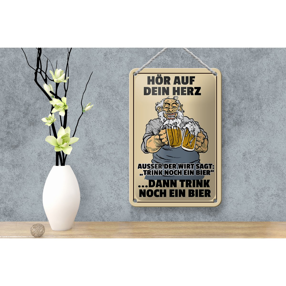 Tin sign alcohol 12x18cm listen to your heart drink beer decoration