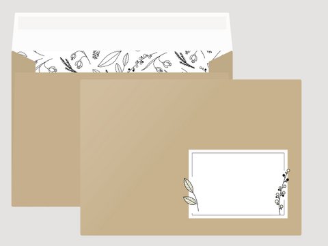 Envelop 103 karamelbruin met patroon aan de binnenkant