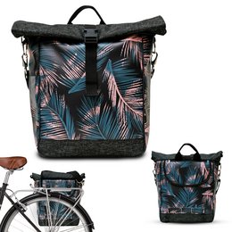 Retro-style shoulder bag with a tropical palm leaf print design. Made of durable materials, featuring a spacious main compartment and adjustable shoulder strap for comfortable carrying.