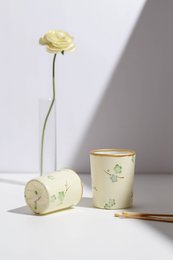 Medium Tealight Holder Made of Glass & Chiyogami Paper | Aiko / Olive | Hand made