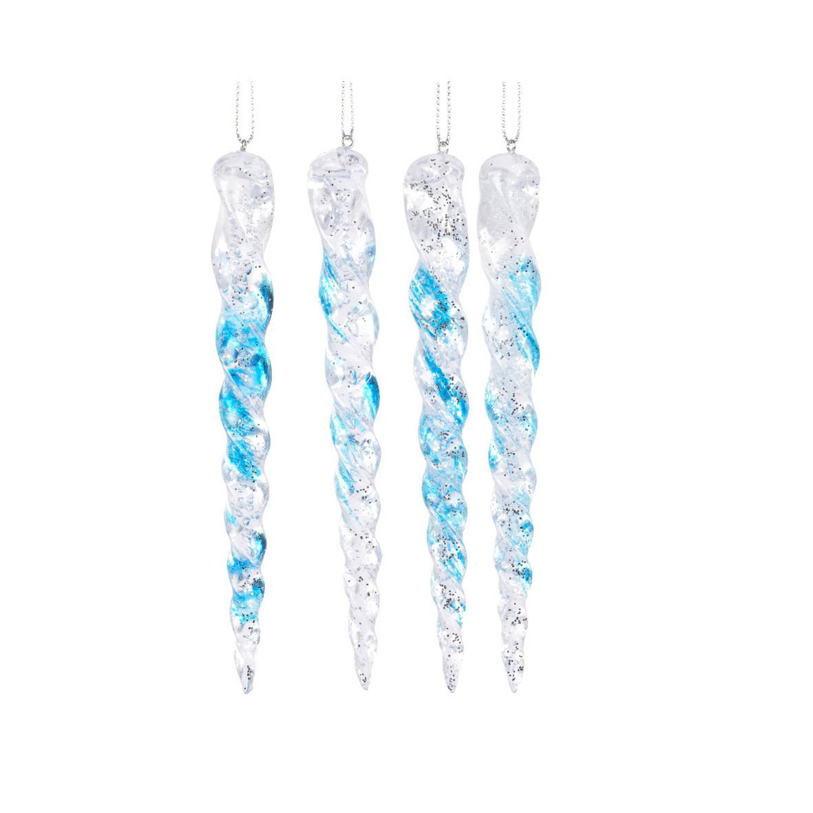 Icicle plastic Ice blue 15cm set of 4