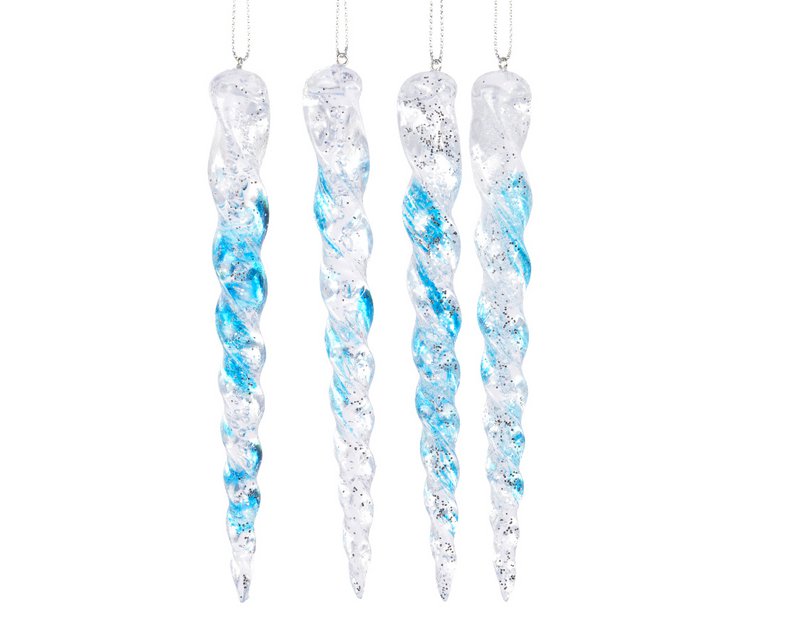 Icicle plastic Ice blue 15cm set of 4