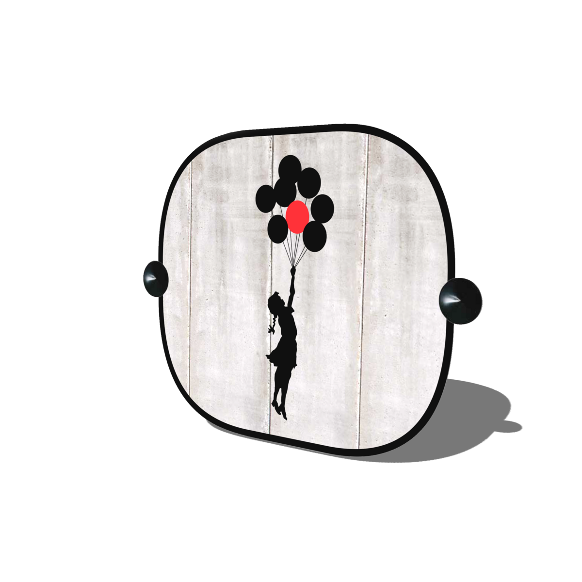 Banksy Car Side Cortina (44x35cm) - Chica Flotante