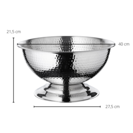 Enfriador de champán EDZARD Cara, acero inoxidable pulido de alto brillo, martillado, diámetro 40 cm, altura 21 cm