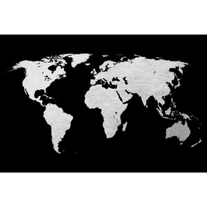 Silver leaf picture - World Map 60x40cm