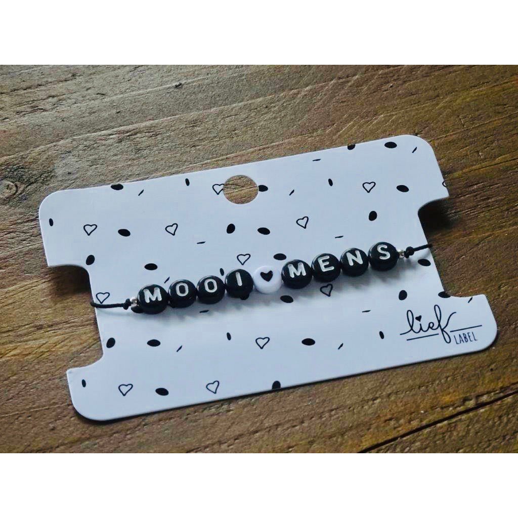 Armband I care Schwarz und Weiß mit Charme