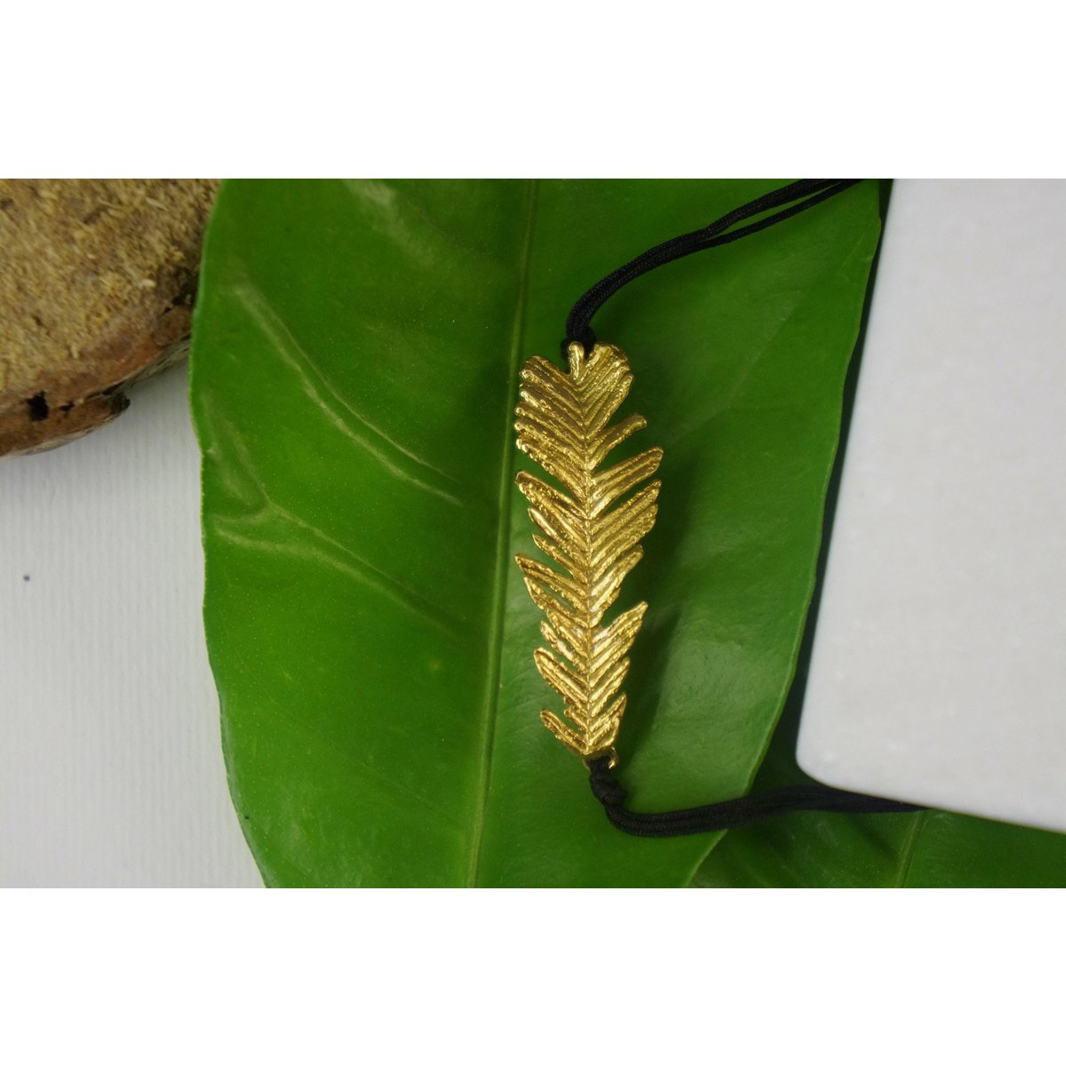 Acacia Leaf Bracelet: Adjustable Cord, Natural Botanical Jewelry