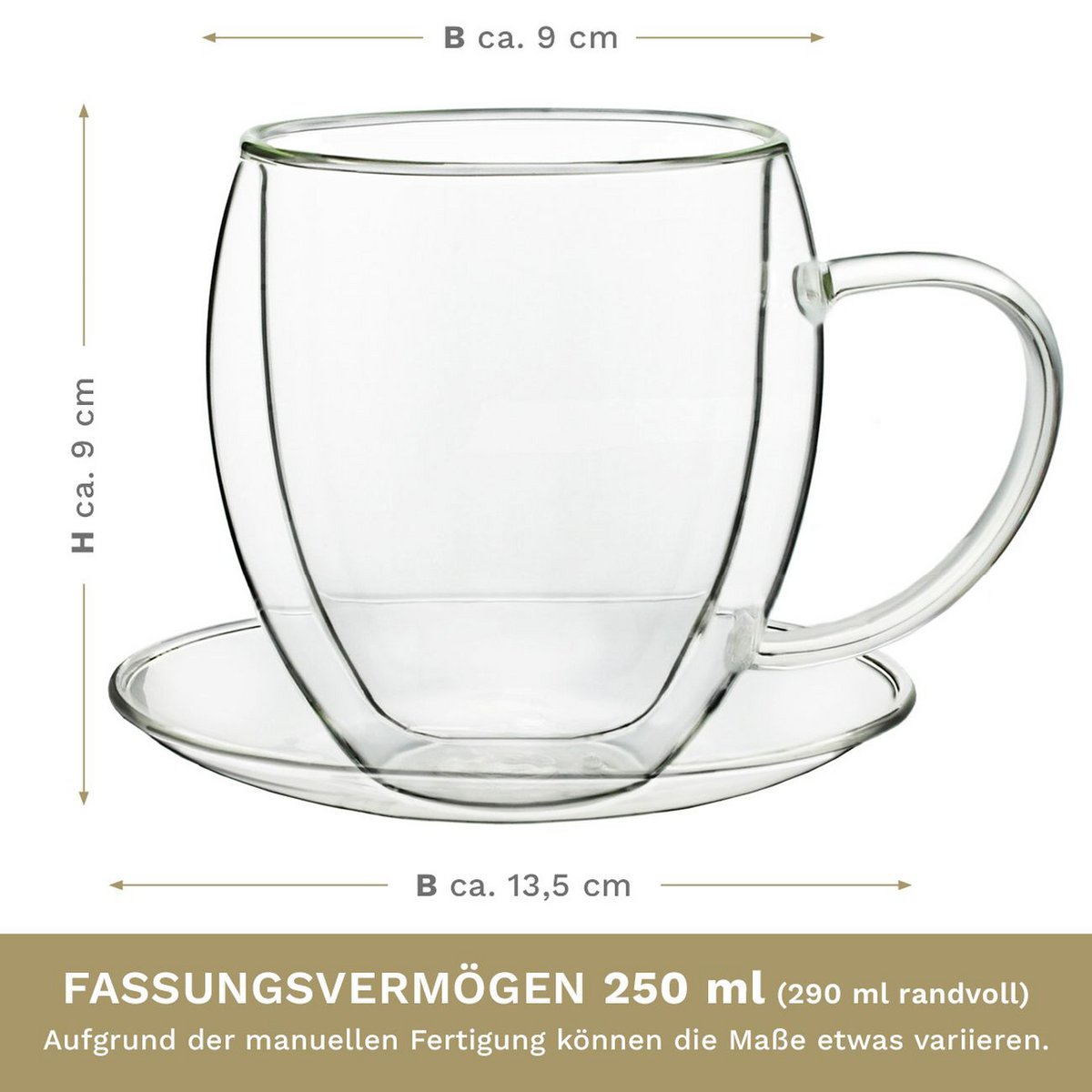 Creano thermal glass 250ml set of 2 with saucer
