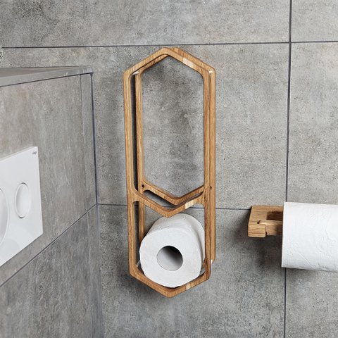 Rustikaler Toilettenpapierhalter, wand montiertes Holzregal für Badezimmerlager und Dekoration