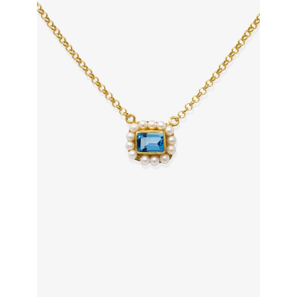 Luccichio Blue Topaze and Pearl Collier