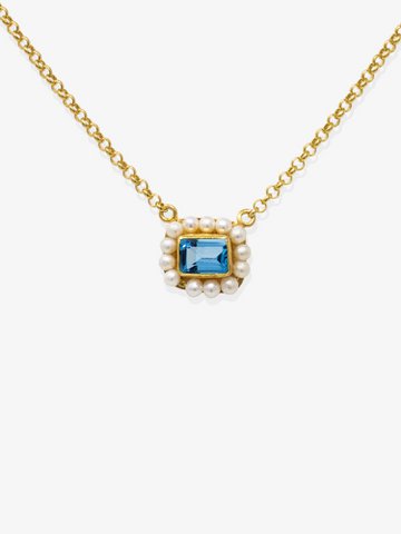 Luccichio Blue Topaz And Pearl Necklace