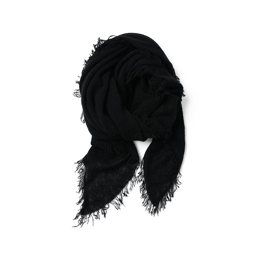 FRINGE - 100% Cashmere Light -vægtet diamantformet tørklæde med frynse