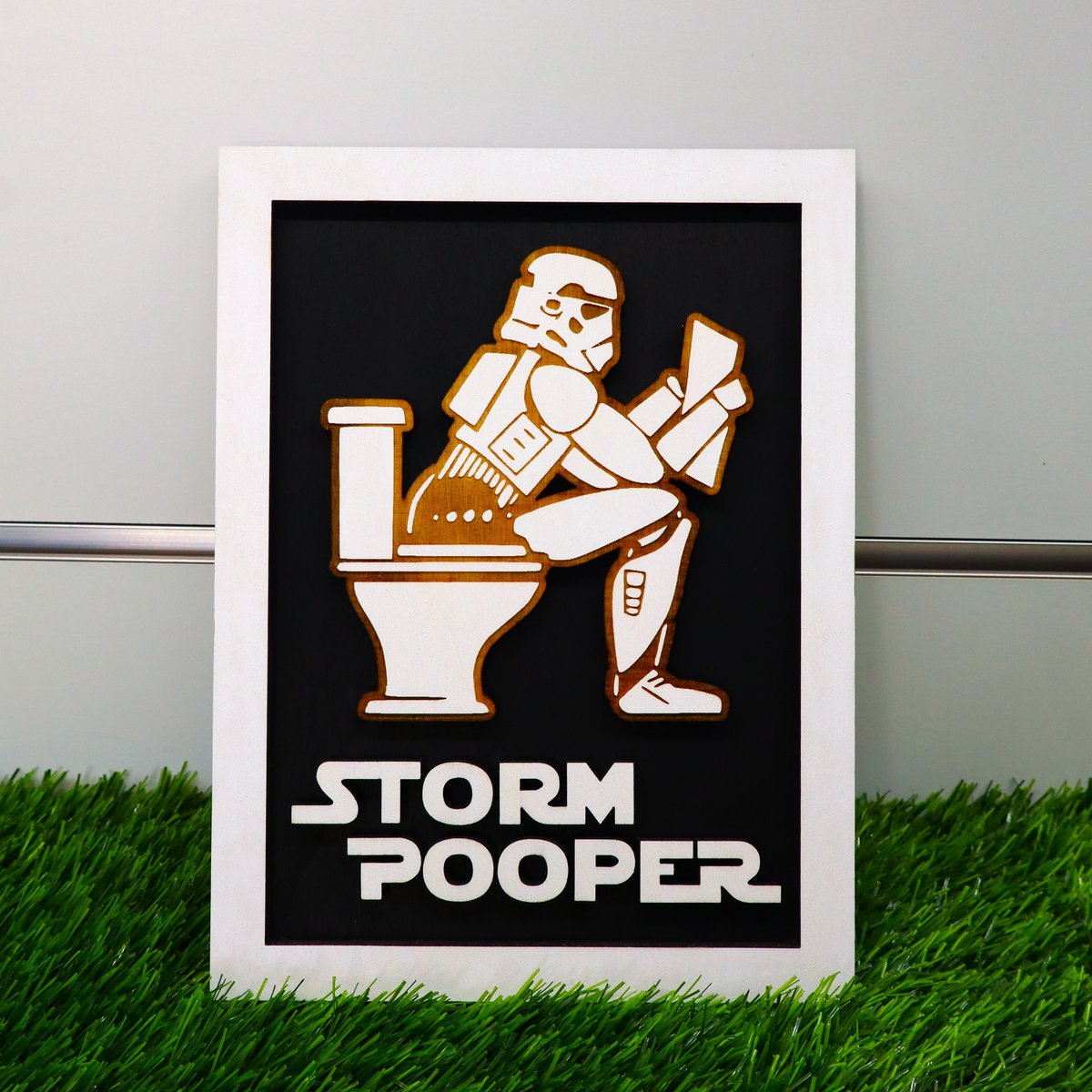 Grappige badkamerwandteken - Stormtrooper Toilet Humor - Storm Poeple Laser Cut Wood Plaque - Geek Decor