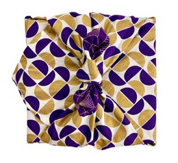 Confezione regalo Furoshiki Confezione regalo in tessuto con lune dorate e diamanti prugna - Doppia faccia (reversibile)