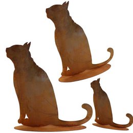 Metal decoration cat sitting in patina