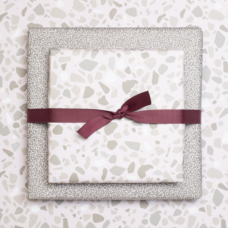 Pink wrapping paper with terrazzo pattern, packing gifts in boho style, packing gifts for women, packing mother's day gift, wrapping paper wedding