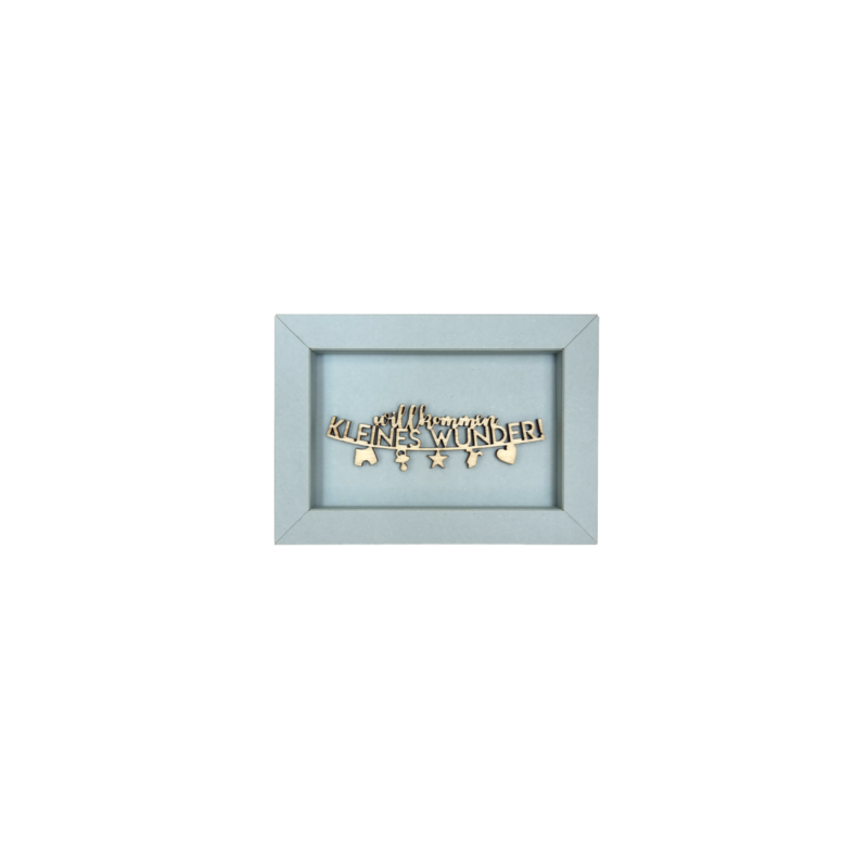 WELCOME LITTLE MIRACLE - baby frame card wood lettering magnet