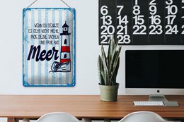 Blikskilt med teksten 20x30 cm Pak dine ting og gå til havets dekorative skilt
