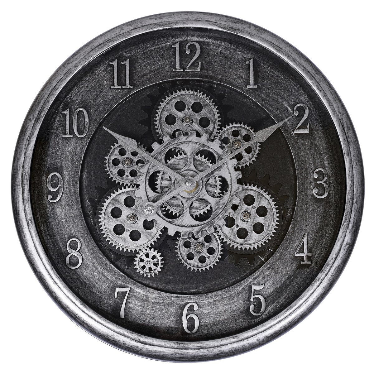 Skeletwandklok in industriële vintage look, Ø 40 cm, zilver
