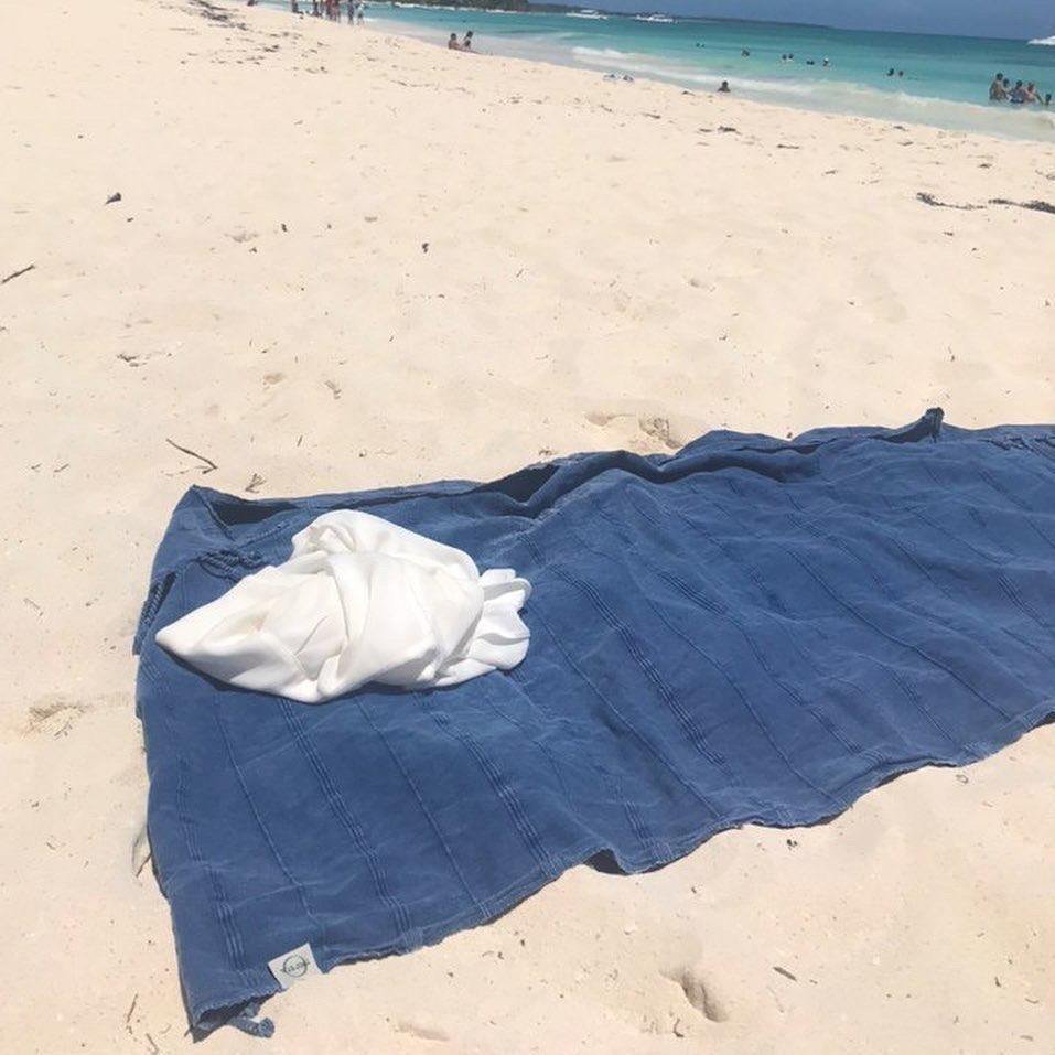 Asciugamano turco lavaggio in pietra - blu