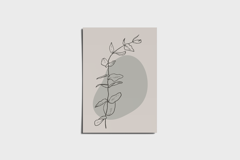 Minimal botanisk abstrakt bladplakat