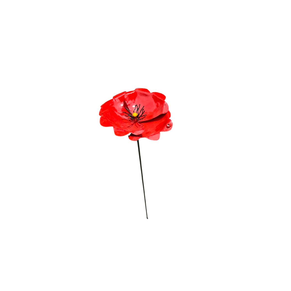 METAL LARGE RED POPPY FLOWER