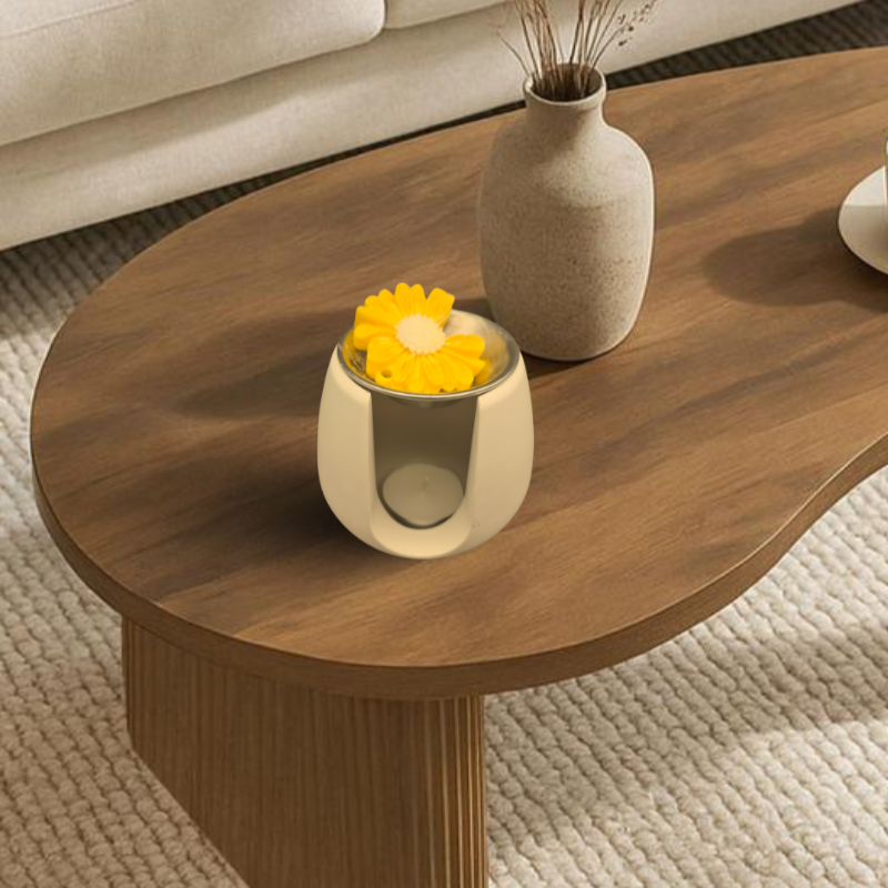 LAVURI® Wax Melter made of cast ceramic, tealight + white metal pot, wax melts not included