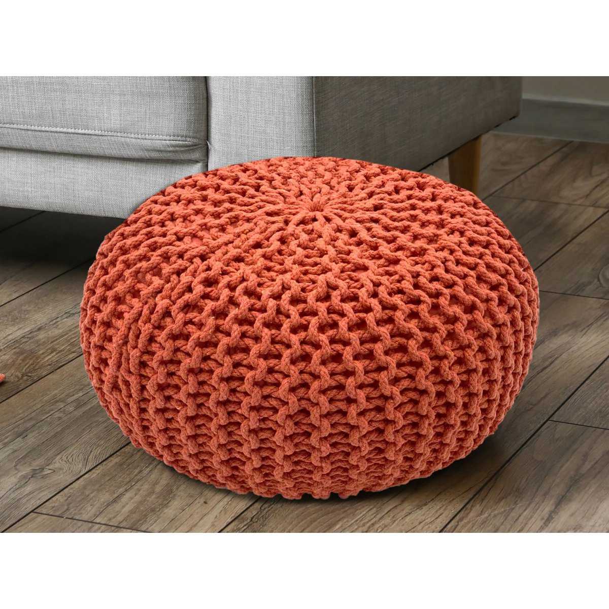 Brei -ontlasting pouf Ø 45 H 30 cm cm stoel pouf breien vloer kussen