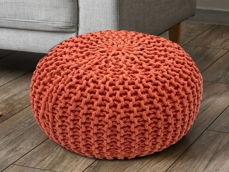 Knitted stool pouf Ø 45 H 30 cm cm seat pouf knitted floor cushion