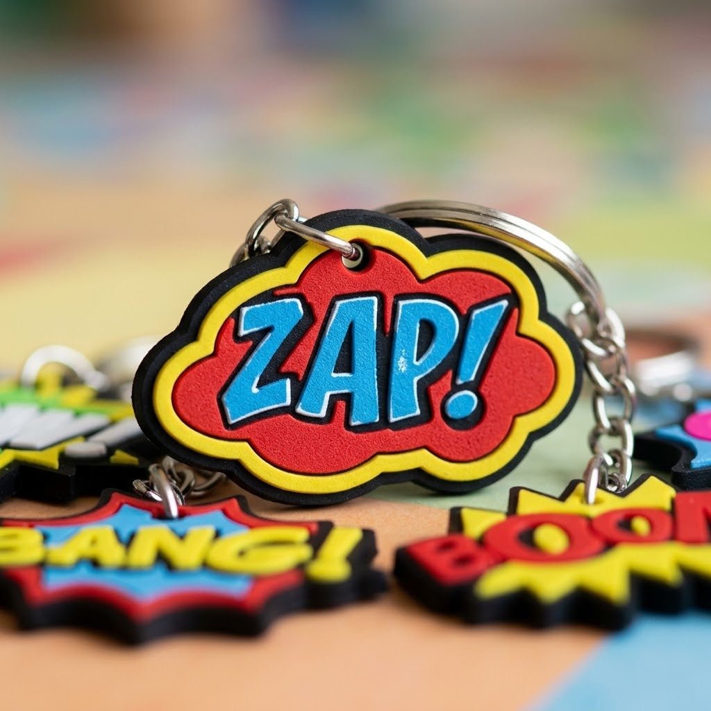 Comic Style Keychain Superhero Key Ring