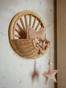 Rattan hanging basket shelf