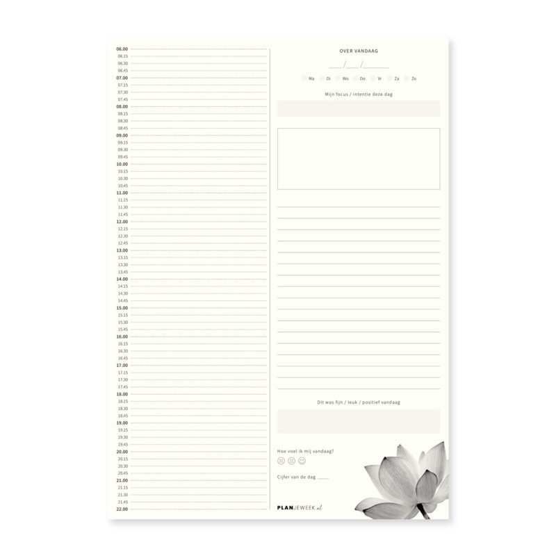 Prikkelarme A4 dagplanner 'Lotus' schrijfblok