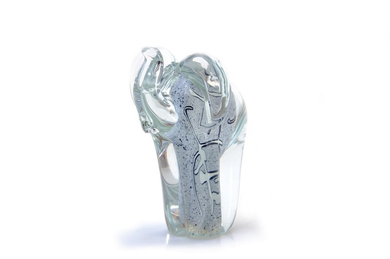 Éléphant en verre - Gris - hauteur 13 cm - Fait main