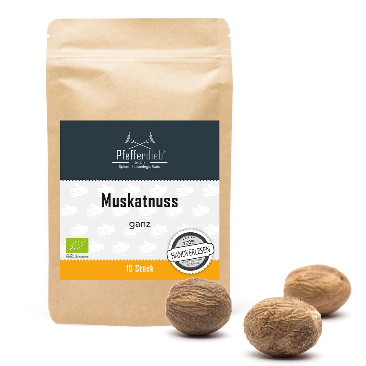 Hele nootmuskaat, BIO, 10 stuks